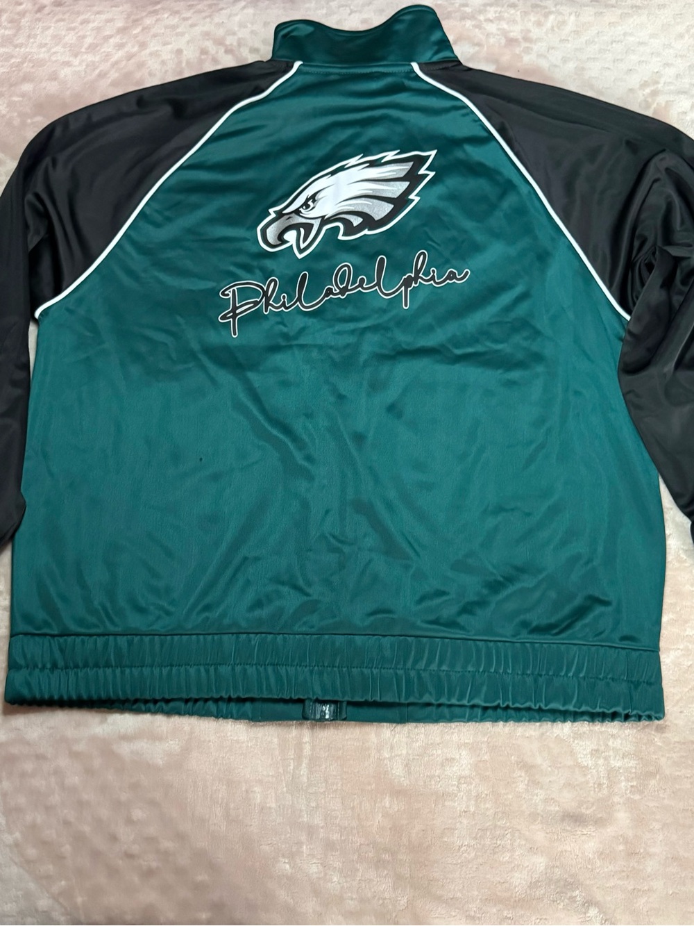 NFL Philadelphia Eagles Teal and Black Script Logo Jacket